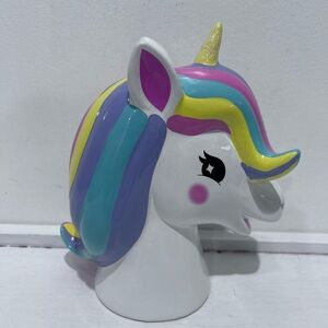 Unicorn‎ Piggy Bank Rainbow Ceramic Figurine